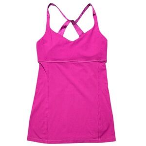 Lululemon Practice Daily Women Tank Sz 6 Surge Pink Satin Strap Training Workout